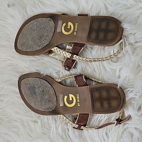 Guess Brown and Gold Braided Sandals with Buckle Accent - Picture 12 of 15